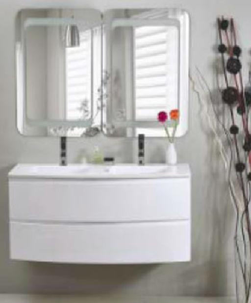 Meuble sous vasque Blanc Laqué 2 tiroirs Hettich soft close Dim: 500X1200X500MM//412 - Elegant